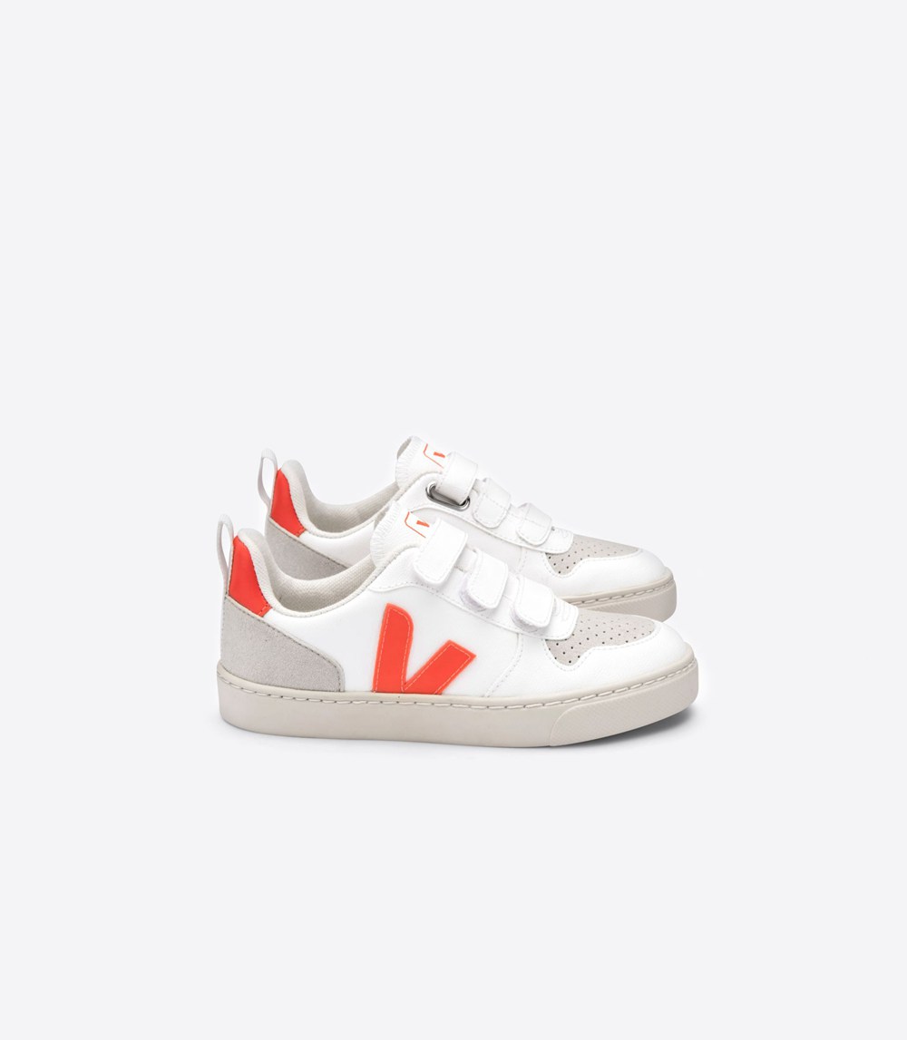 Veja Sneakers Copii - V-10 Velcro Cwl - Albi/Portocalii - 5412078-FI